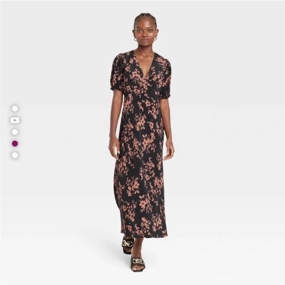 NWT BLACK FLORAL MAXI DRESS - Picture 1 of 7